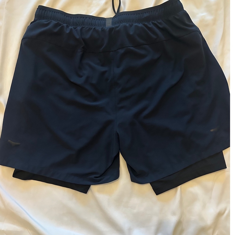 Brady Brand Mens 2-in-1 Training Shorts Navy Blue Compression Liner Size Large